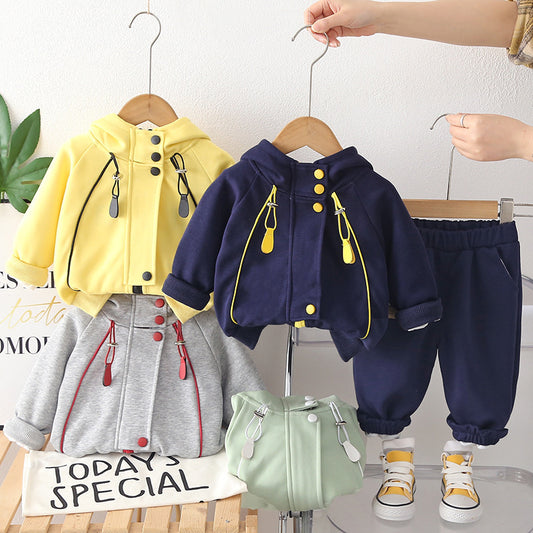 Color-Block Coat Boys Girls, New and Autumn 2026 Children's Spring Outfit, Korean Style Two-Piece Set for Girls 2-3 Years Old
