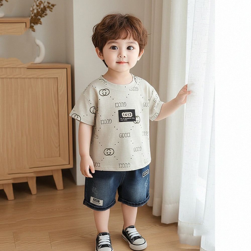 Boys' Outfit 2026 New Style Infant Children's Short Sleeve Two-Piece Set Stylish Baby Summer Casual Clothes
