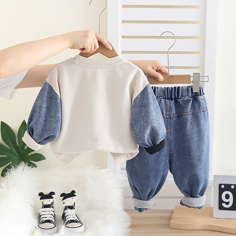 Long Sleeve Sweatshirt Set Two-Piece 2025 New Baby Children's Clothing Boys' Autumn Fashion
