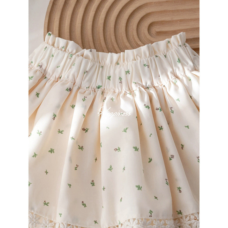 Girls' Floral Shorts Korean Style Lace Trim Casual 2026 New Baby Hot Summer Skirt Pants