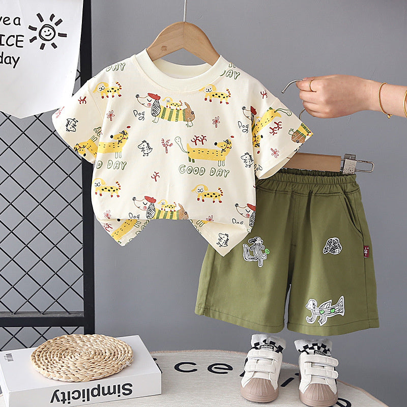 Boys' Short-Sleeve 2026 New Style Baby Summer Infant Children's Cartoon Clothes Two-Piece Set Wholesale