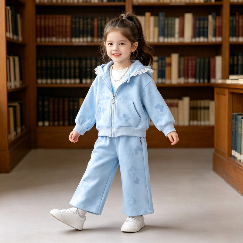 Girls' Outfit 2026 New Fashionable Full-Print Big Butterfly Three-Piece Set Baby Spring and Autumn Cartoon Clothes