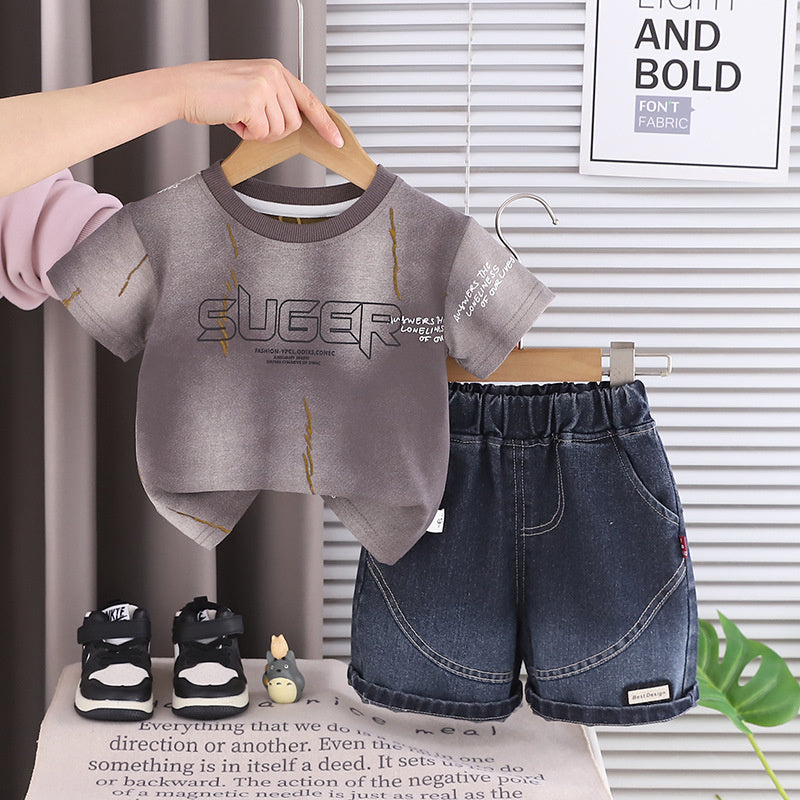 Boys' Outfit 2026 New Baby Summer Two-Piece Set Children's Cool Round-Neck Clothes for 1-2-3 Years Old, 5 Trendy