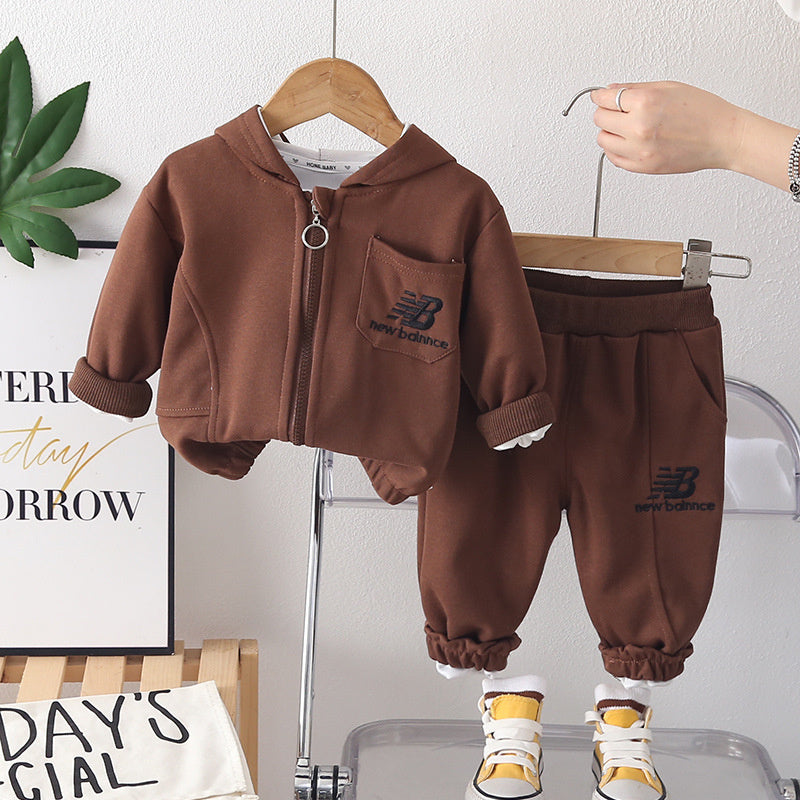 Boys' Autumn Outfit 2026 New Style Baby Boy Spring Casual Letter Print Long Sleeve Two-Piece Set for Infants and Toddlers