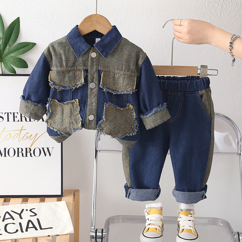 Girls' Outfit Spring and Autumn 2026 New Fashionable Children's Denim Star Jacket Baby Girl Stylish Two-Piece Set Trendy