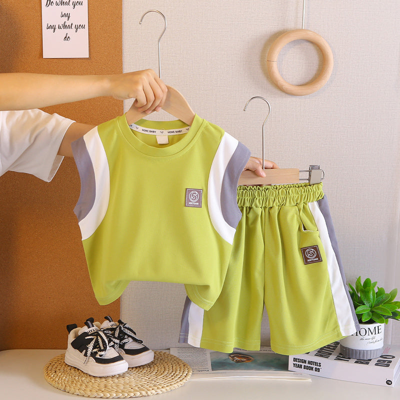 Boys' Outfit 2026 New Model Children's Sports Sleeveless Clothes Summer Thin Baby Vest Two-Piece Set Trendy