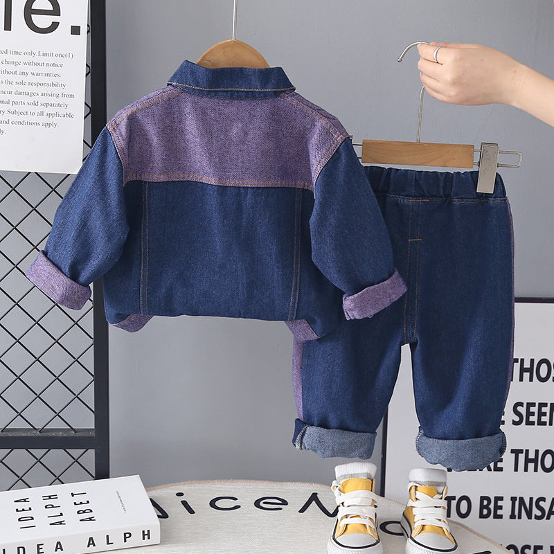 Girls' Outfit 2026 New Fashionable Children's Denim Jacket Three-Piece Set Baby Spring and Autumn Clothes