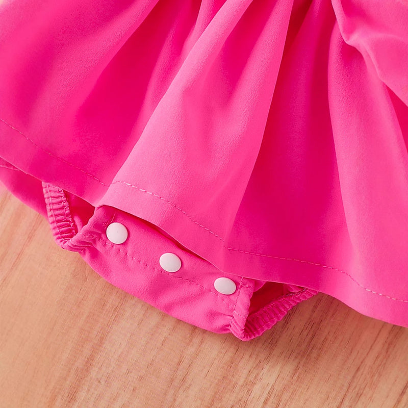 Baby girl three-piece set: bubble sleeve dress with heart embroidery decoration, bow headband, and socks
