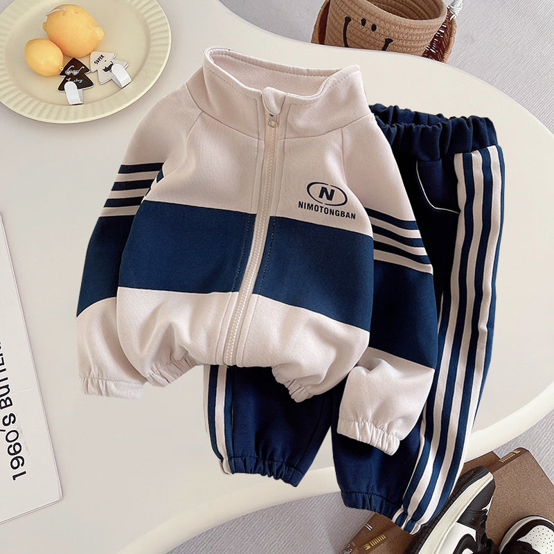Boys' Outfit 2025 New Girls' Spring and Autumn Long Sleeve Children's Sweatpants Two-Piece Set Trendy