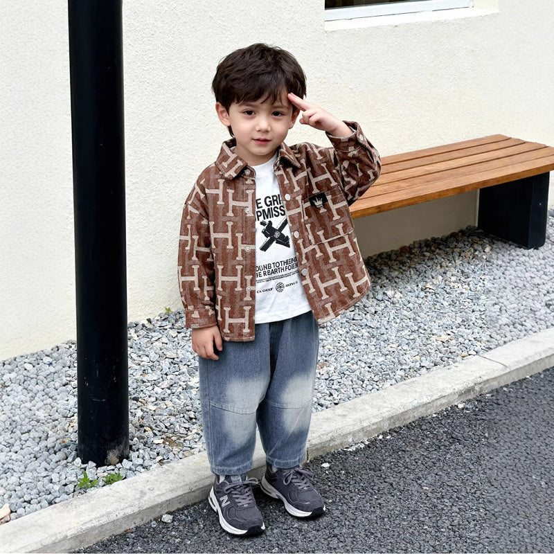 Boys' and Autumn Stylish Outfit 2026 New Model Toddler Letter Three-Piece Set Infant Spring Clothes Baby Trendy Clothing