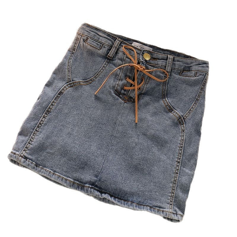 Girls' Sweet Style Streetwear Set Summer 2024 New Short POLO Collar Top and Denim Skirt Trendy Outfit