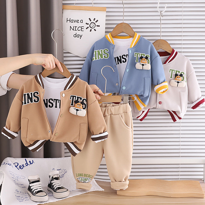 Children's Clothing Boys Outfit Stylish Baby Spring and Autumn Cute Jacket Three-Piece Set Infant Little Boy Clothes