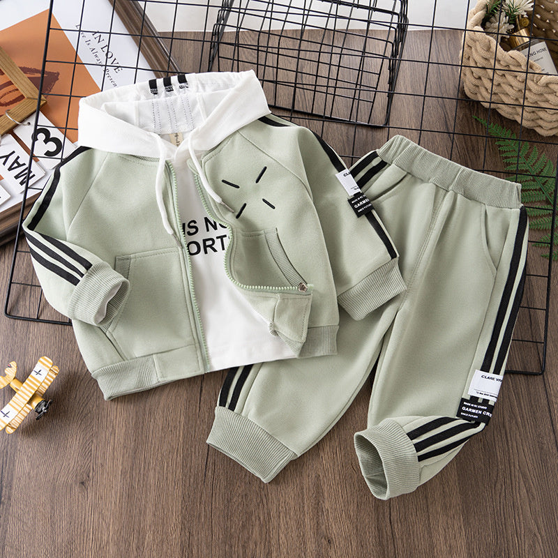 Children's Suit 2023 New Toddler Hooded Boys Autumn Baseball Jacket Korean Style Sports