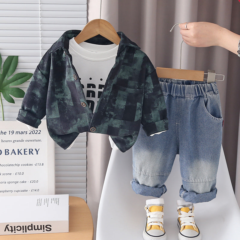 Baby Fluorescent Pattern Suit, Stylish Clothing, and Autumn Infant 2026 New Children's Wear, Boys' Spring Outfit