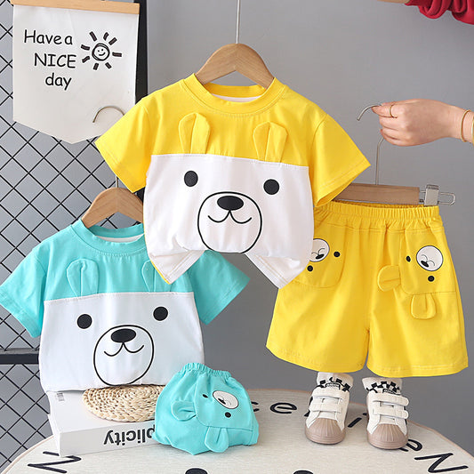 Summer Outfit Big Bear Short Sleeve 2026 New Trendy Boys' Baby Clothes Fashionable Children's Two-Piece Set
