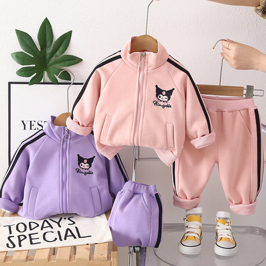 Girls' Outfit for and Autumn 2026 New Fashionable Baby Cat Two-Piece Set Children's Cartoon Girl Spring Coat