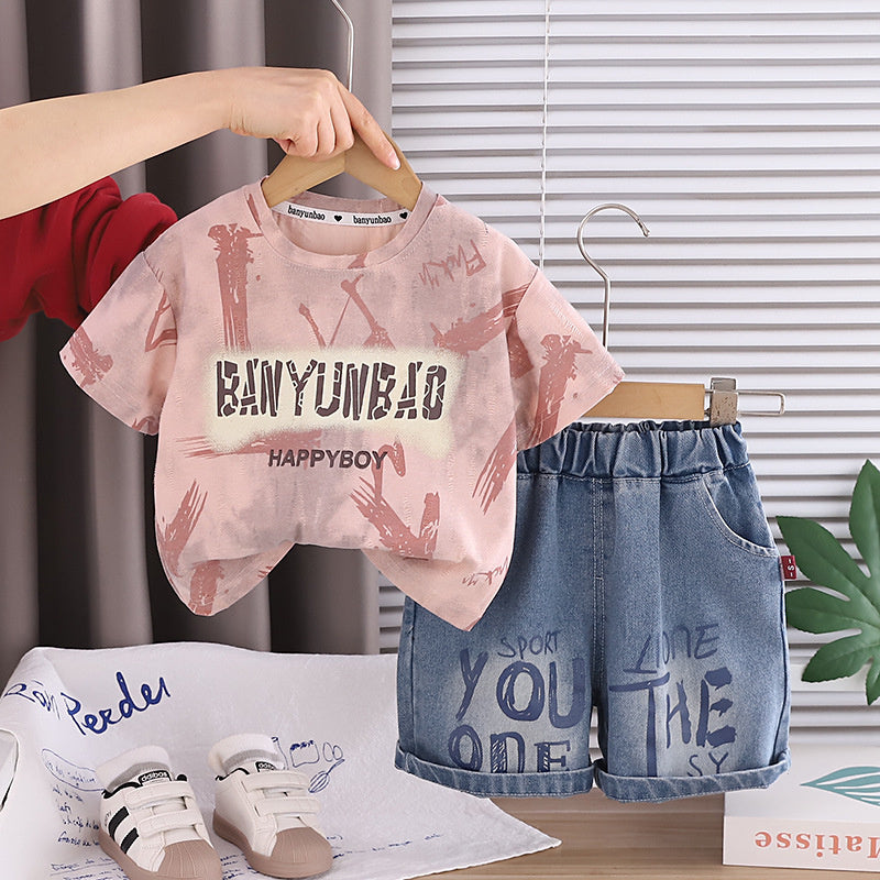 Boys' Outfits 2026 New Fashionable Casual Baby Short-Sleeve Summer Korean Style Two-Piece Set Trendy