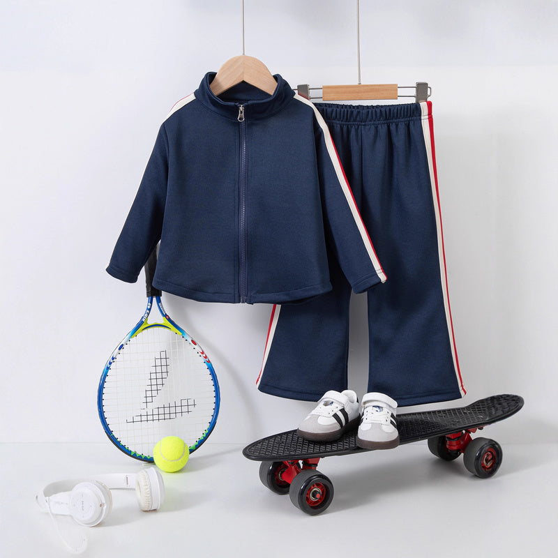 Girls' Clothing 2025 Spring and Autumn Children's Sportswear Sweatshirt Jacket Flared Pants Two-Piece Set Sporty Style