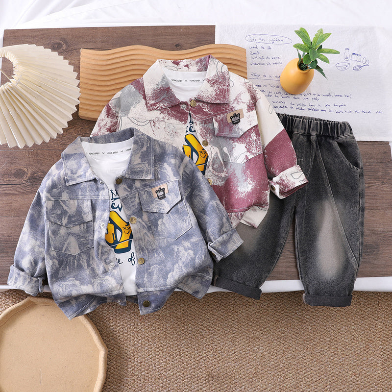 Boys' Outfit 2026 New Fashionable Camouflage Three-Piece Set for Children, Baby's Spring and Autumn Casual Trendy Jacket