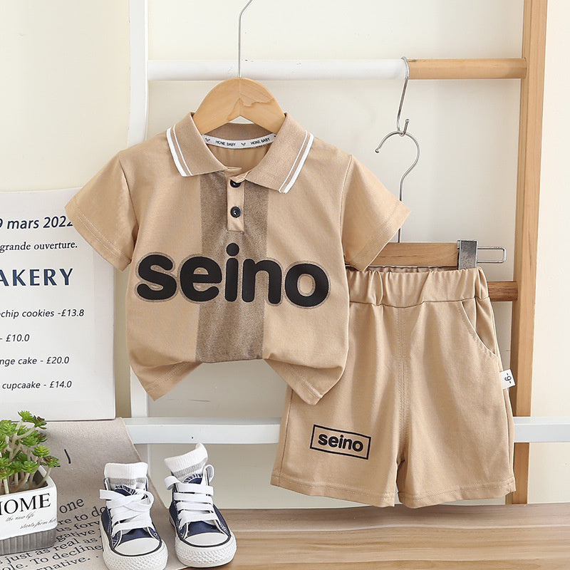Boys' Outfit 2026 New Style Baby Summer Letter Print Short Sleeve Two-Piece Set for 1-2-3 Years Old 5