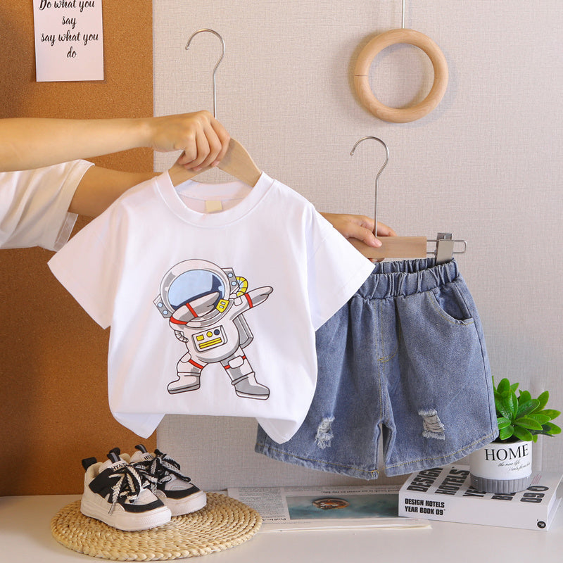 Short-Sleeve Sports Outfit 2026 New Style Children's Boys' Summer Thin Stylish Fashionable Trendy Clothes