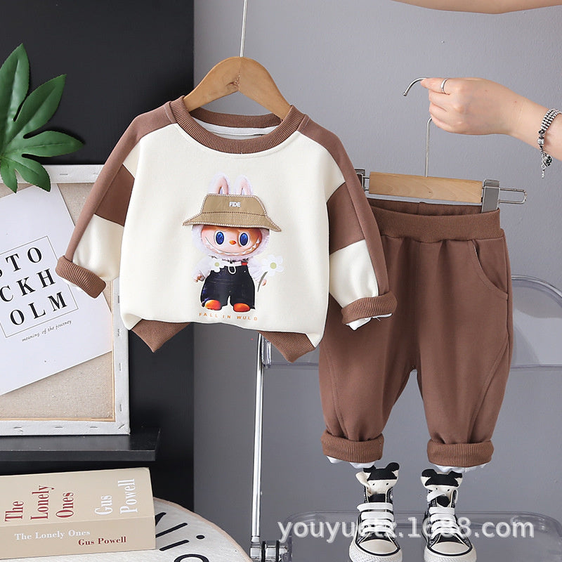 2025 New Boys and Girls Sweatshirt Autumn Stylish Children's Set Sports Long Sleeve Two-Piece Baby Clothes Kids' Clothing