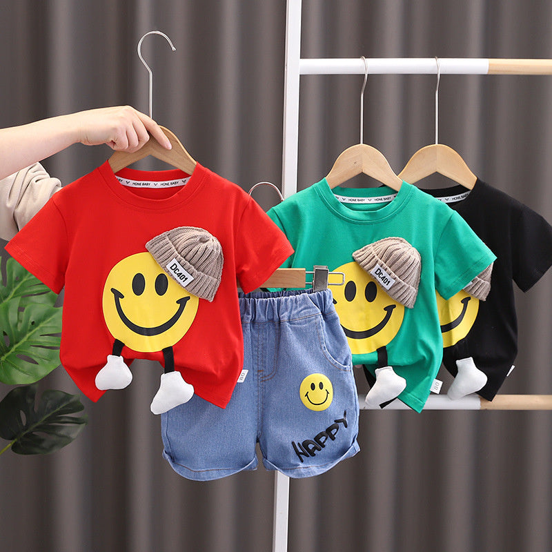 New summer clothes children's clothing, boys' suits for ages 3 and a half, 5-year-old little boys, 1-year-old baby clothes, 2-piece striped trendy outfits