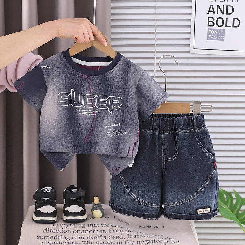 Boys' Outfit 2026 New Baby Summer Two-Piece Set Children's Cool Round-Neck Clothes for 1-2-3 Years Old, 5 Trendy