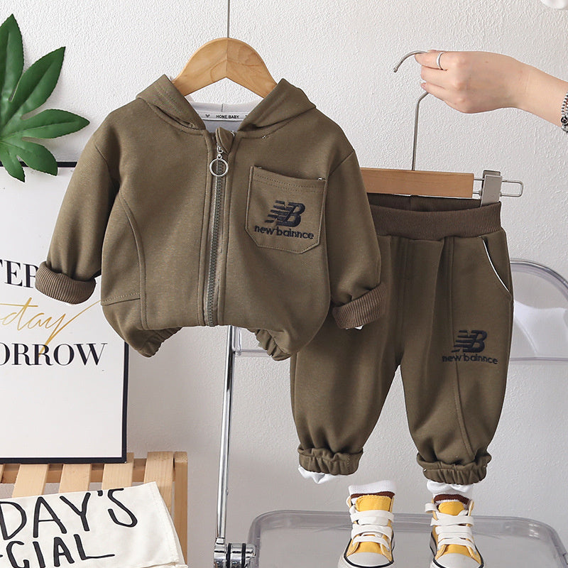 Boys' Autumn Outfit 2026 New Style Baby Boy Spring Casual Letter Print Long Sleeve Two-Piece Set for Infants and Toddlers