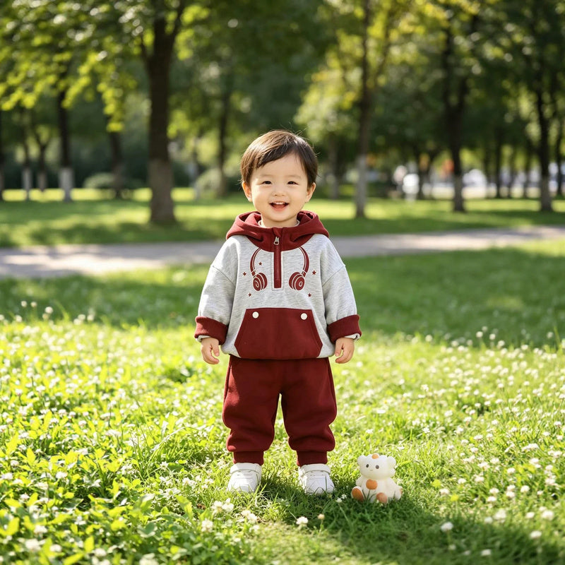 Boys' Outfit Autumn and Winter 2026 New Fashionable Children's Fleece Sweatshirt Thickened Two-Piece Set for Babies Wholesale