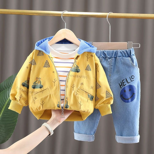 2025 New Spring and Stylish Three-Piece Set 0-4 Years Old Children's Fashion Jacket Outerwear Baby Autumn Outfit