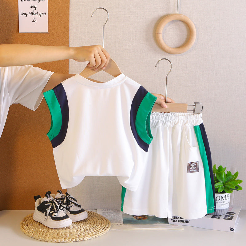 Boys' Outfit 2026 New Model Children's Sports Sleeveless Clothes Summer Thin Baby Vest Two-Piece Set Trendy