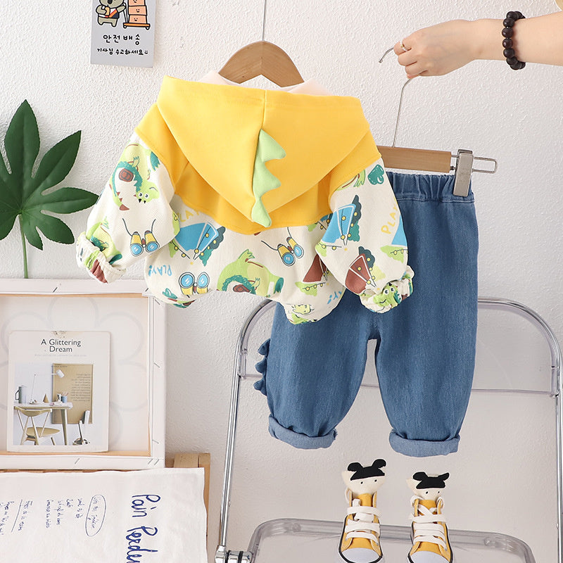 Suit Spring and 2024 New Stylish Fashionable Children's Clothing Baby Three-Piece Set Boys' Autumn Outfit