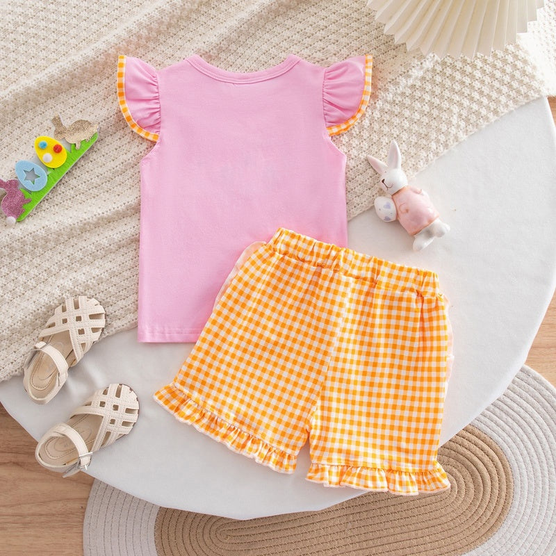 Amazon 2026 Summer Top and Lace Easter Embroidered Rabbit Short-Sleeve Shorts Set