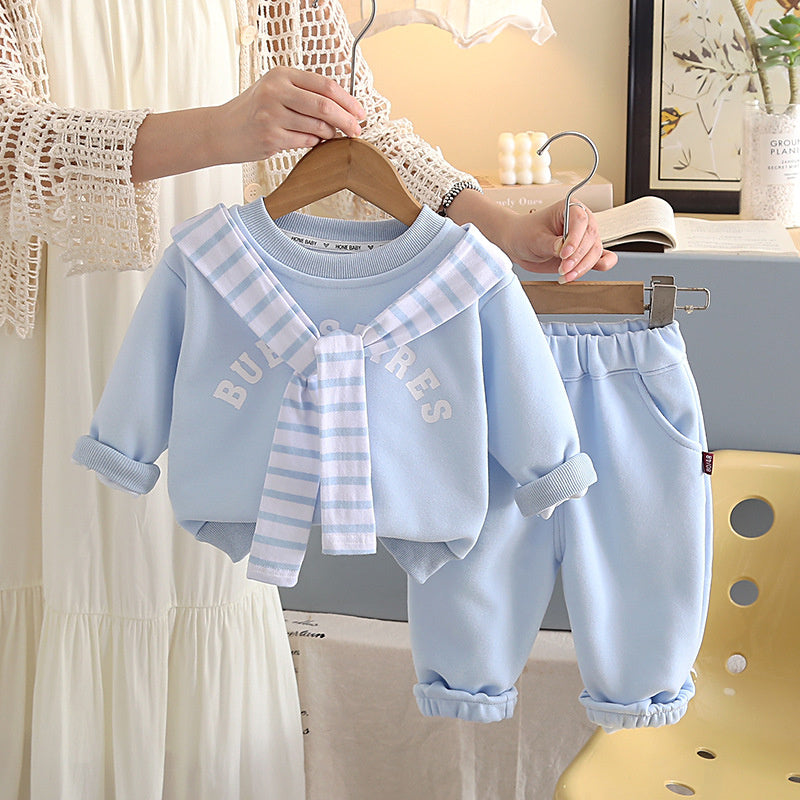 Outfit 2026 New Children's Shawl Sweatshirt Boys' Spring and Autumn Sports Casual Two-Piece Set for Toddlers