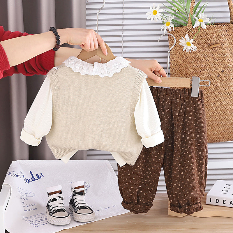 Girl Rabbit Pattern Cardigan Sweater Set 2026 New Model Infant Baby 3-year-old Children's Clothing for Girls Spring and Autumn