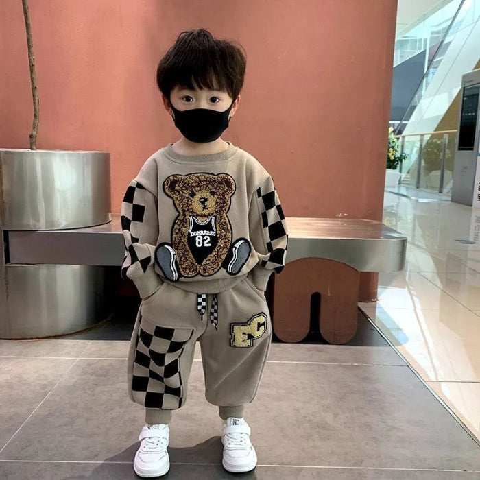Boys' Outfit 2025 New Fashionable Baby Spring Autumn Winter Korean Style Sweatshirt Long Pants Children's Internet Celebrity Cool Kids' Clothing