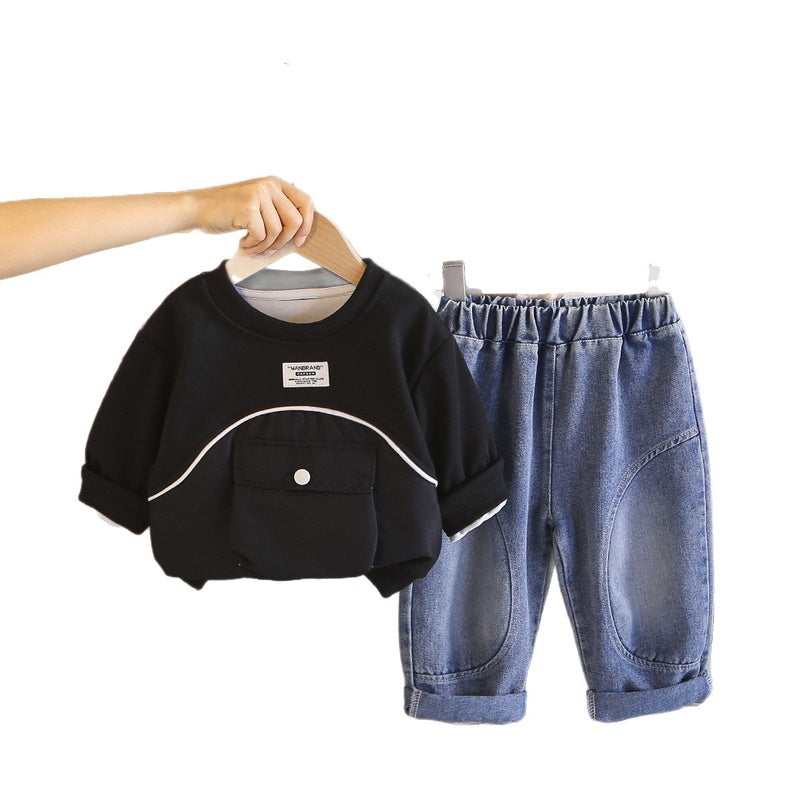 Boys' Outfit 2026 New Fashionable Baby Two-Piece Set with Large Pockets Stylish Children's Spring and Autumn Clothing