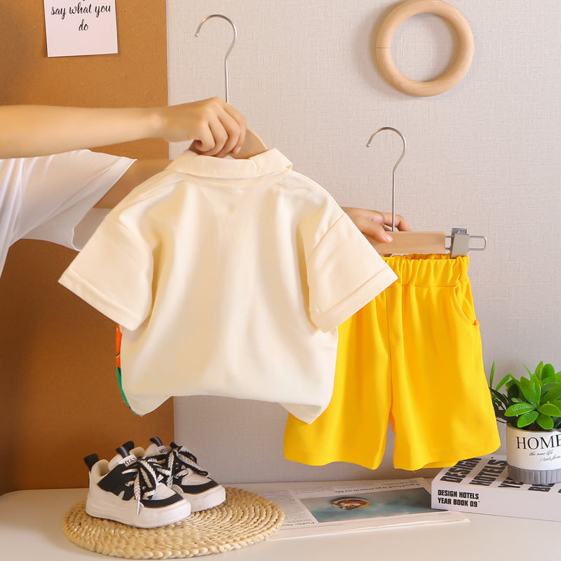 Boys' Outfit 2026 New Style Baby Clothes Cartoon Animal Short Sleeve Summer Two-Piece Set Trendy