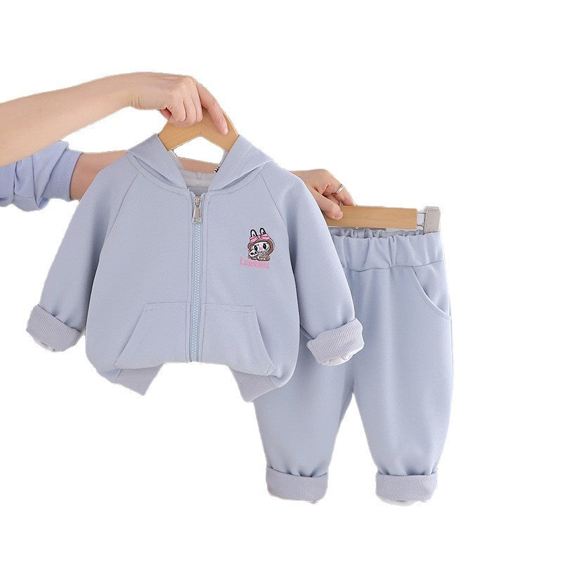 Boys' Outfit 2026 New Cartoon Bag Two-Piece Set Spring and Autumn Trendy Clothes 1-Year-Old Children, Stylish for Girls
