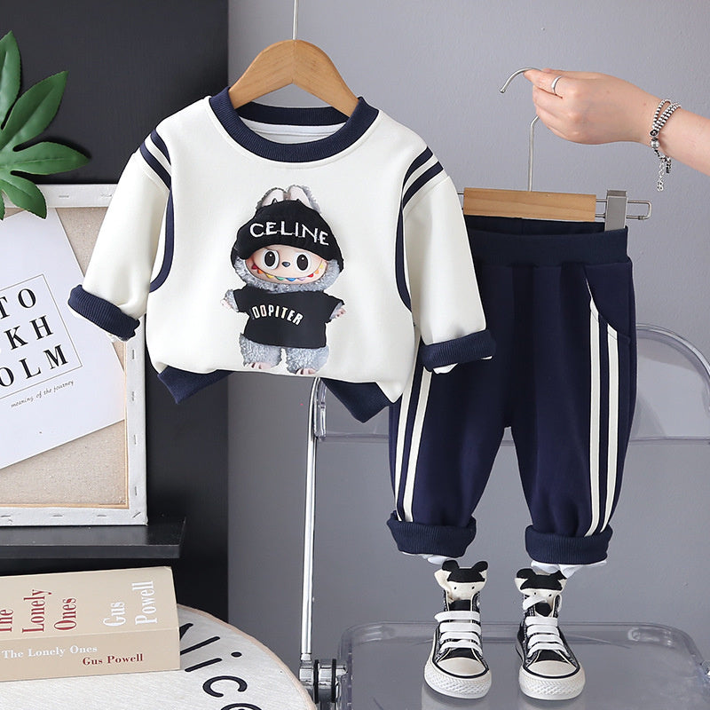 2025 New Boys and Girls Sweatshirt Autumn Stylish Children's Set Sports Long Sleeve Two-Piece Baby Clothes Kids' Clothing