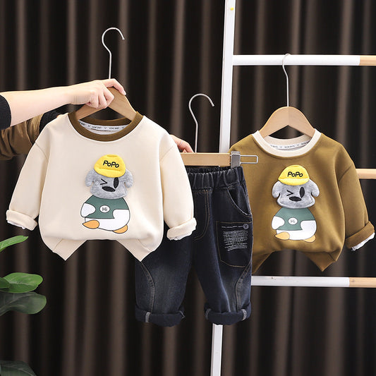 Boys' Outfit Hat Bear Set 2025 New Children's Clothing 0-4 Years Old 2 Baby Spring Autumn Clothes Toddler