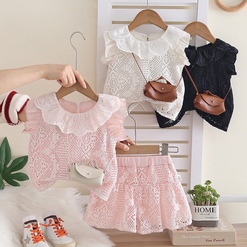 Girls' Outfit 2026 New Style Baby Children's Summer Clothes Cute and Stylish Doll Collar Sleeveless Two-Piece Set Trendy