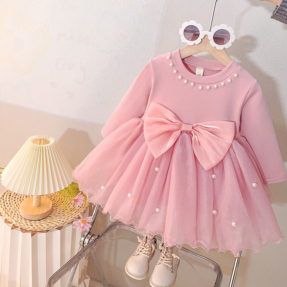 Spring Stylish 2025 Autumn Style Baby Girl Princess First Mesh Children's Birthday Dress