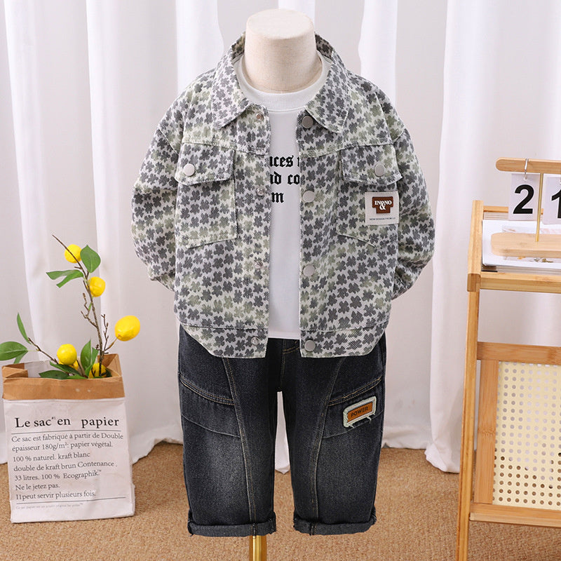 Children's Outfit 1-2-3-4 Years Old Kids' Clothing Autumn Toddler Boys Denim Clothes Baby Three-Piece Set