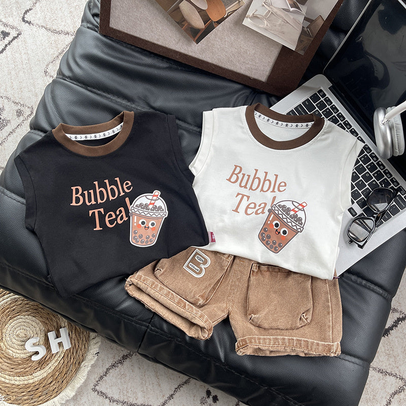 Children's outfit new stylish boys' cartoon short-sleeve t-shirt and shorts baby clothing summer infant clothes