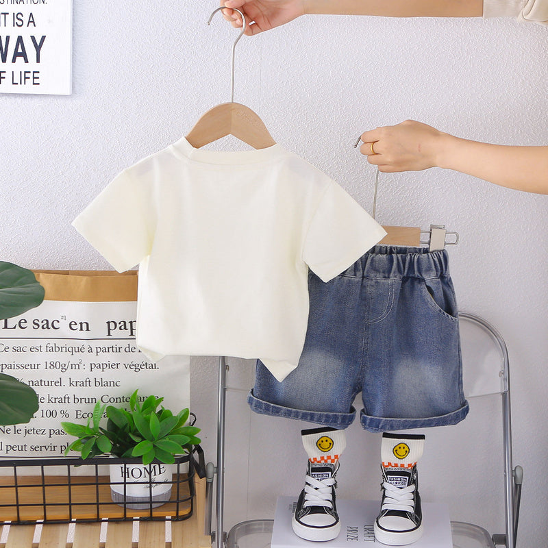 2026 Summer New Children's Short Sleeve Set Boys Girls Baby Cartoon T-shirt Shorts Two-piece Casual Outfit