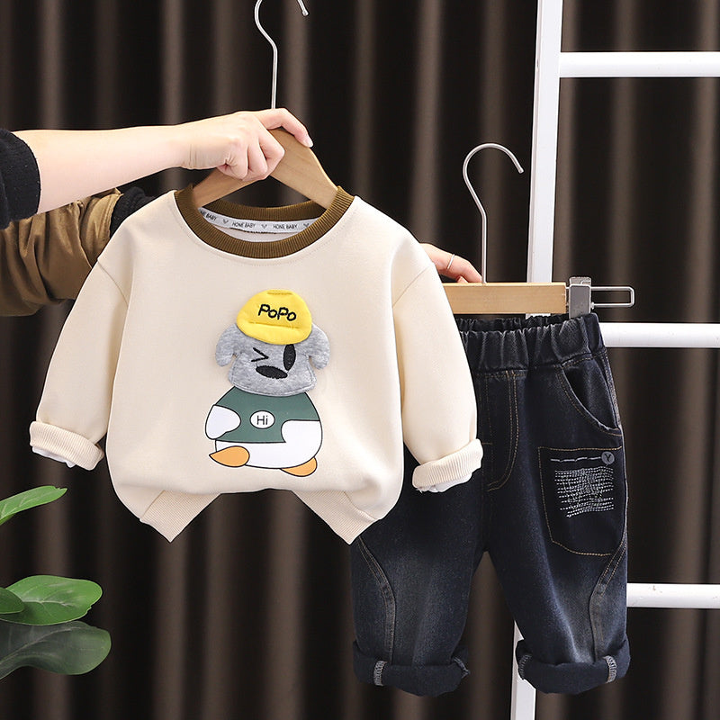 Boys' Outfit Hat Bear Set 2025 New Children's Clothing 0-4 Years Old 2 Baby Spring Autumn Clothes Toddler