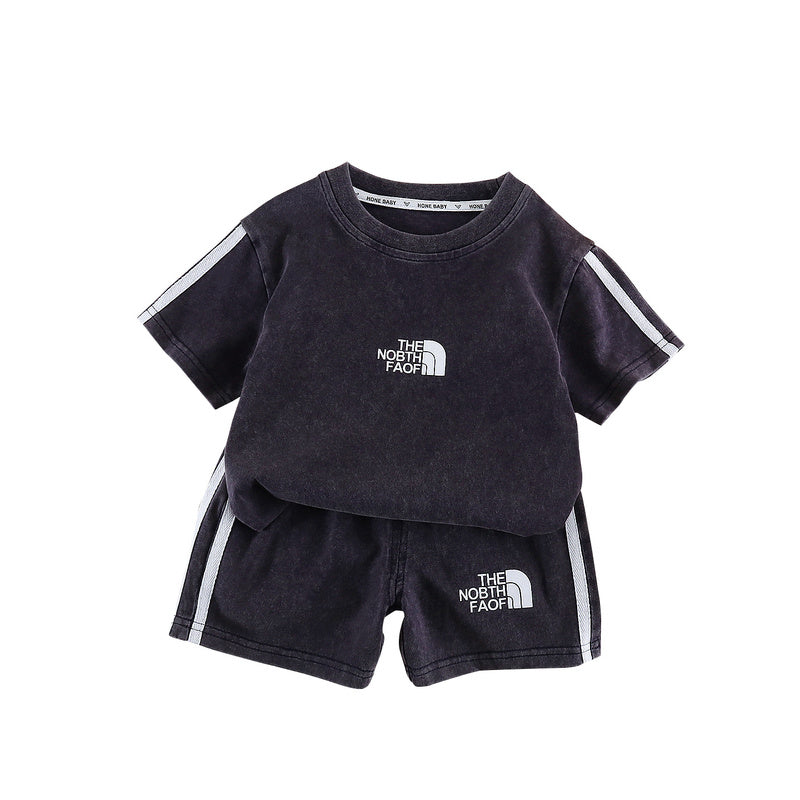 Baby Boy Summer Outfit 2026 New Fashionable Infant Children's Clothing, Trendy and Cool Vertical Striped Short Sleeve Two-Piece Set for Boys