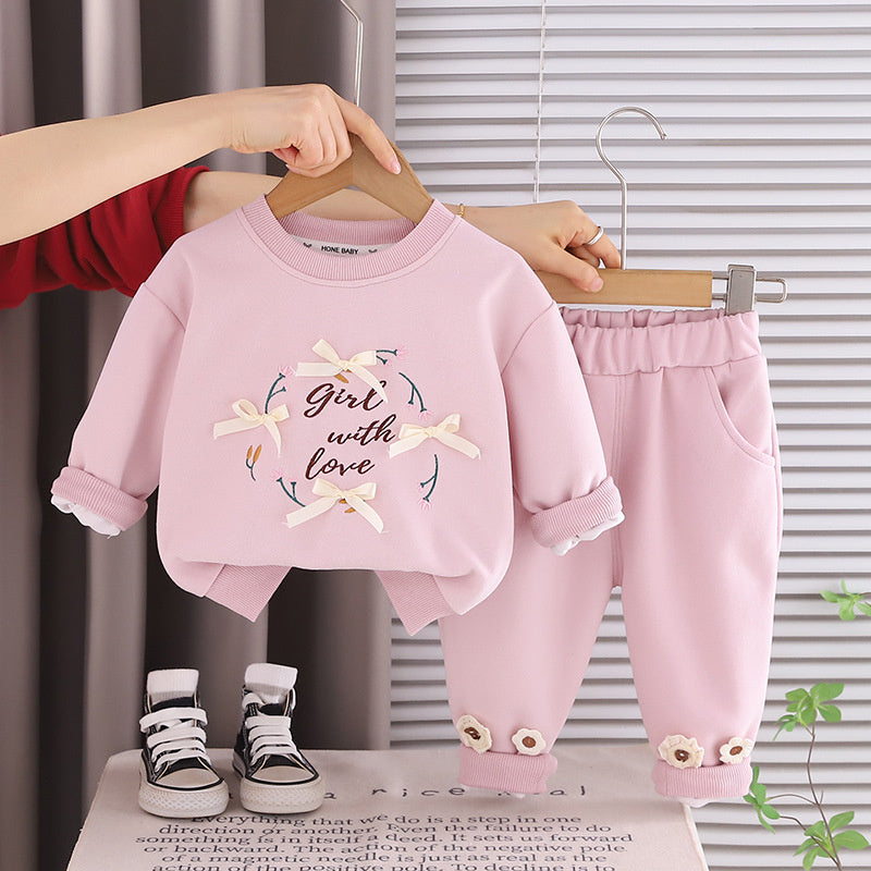 Baby girl sweatshirt set, spring and autumn outfit, girls' sportswear, 2026 new stylish two-piece outfit for little girls